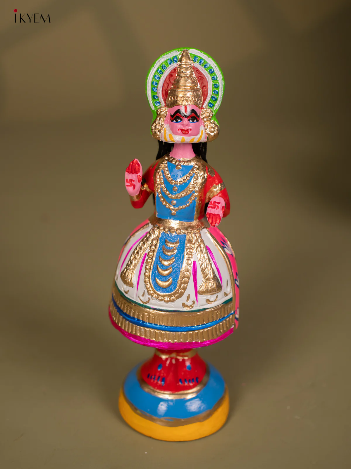 Thanjavur Dancing Doll - Kathakali - 12 Inch - Blue & Red - KF26118 - Image 3