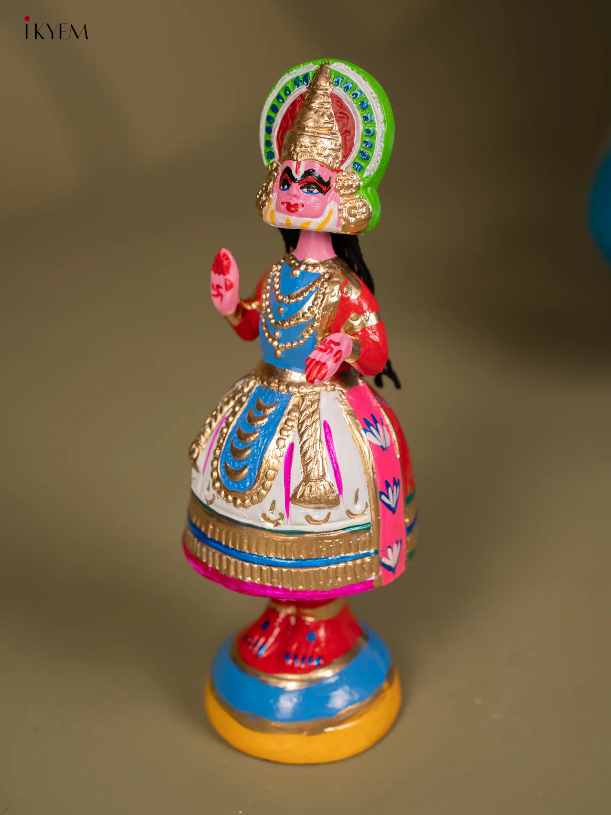 Thanjavur Dancing Doll - Kathakali - 12 Inch - Blue & Red - KF26118 - Image 4