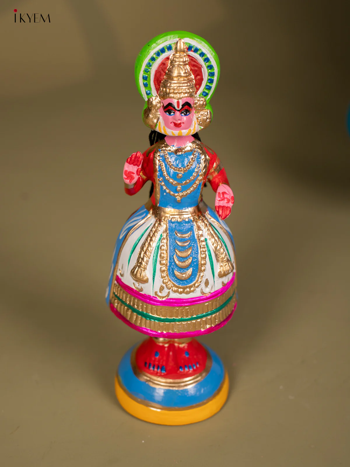 Thanjavur Dancing Doll - Kathakali - 12 Inch - Blue & Red - KF26119
