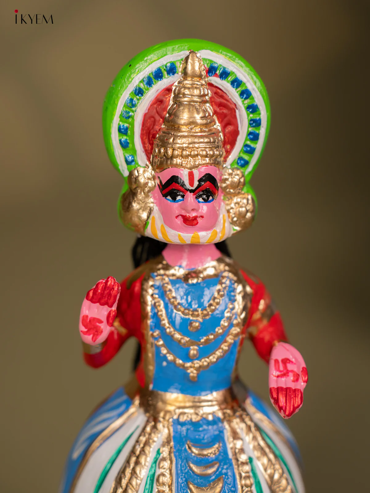 Thanjavur Dancing Doll - Kathakali - 12 Inch - Blue & Red - KF26119 - Image 2