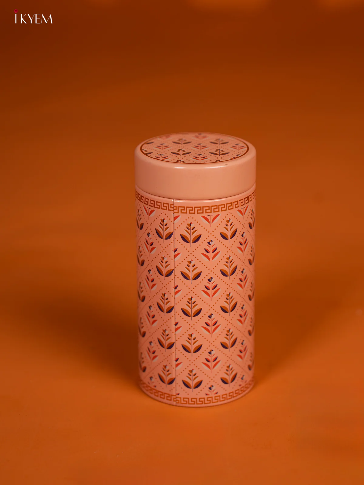 Digital Printed Dry Fruit & Snacks Tin Jar Cylinder - 6 inch - Light Pink - KF28113