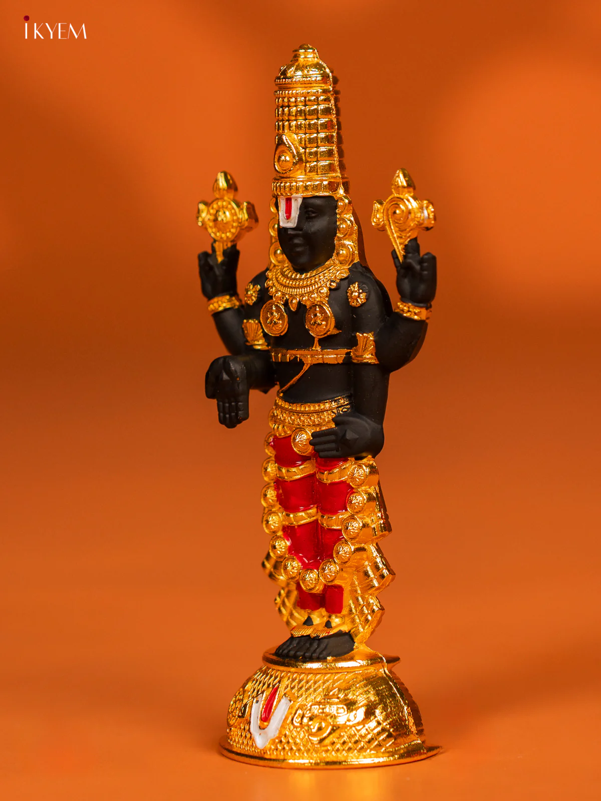 Gold plated Balaji idol - Black with Red - KF28140 - Image 3