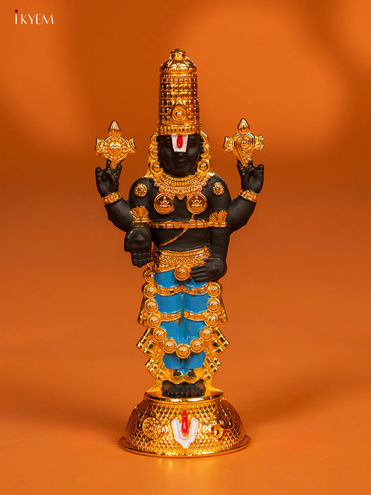 Gold plated Balaji idol - Black with Blue - KF28143