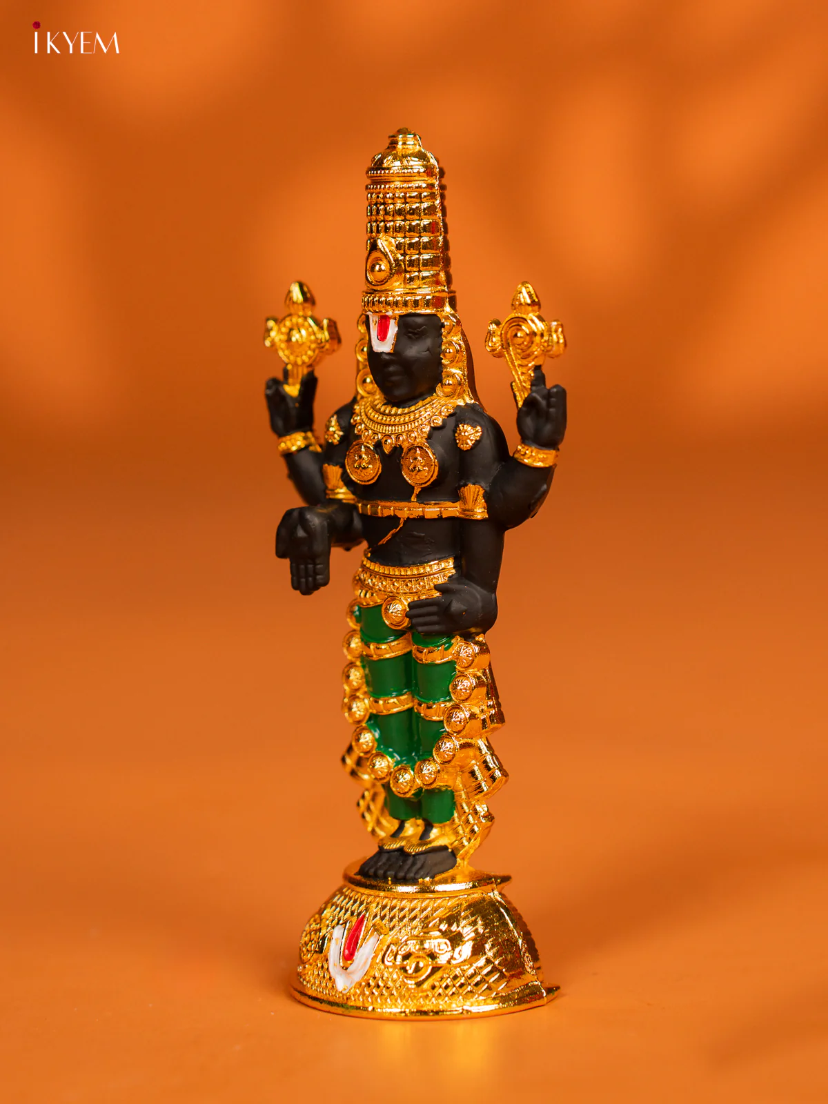Gold plated Balaji idol - Black with green - KF28144 - Image 4