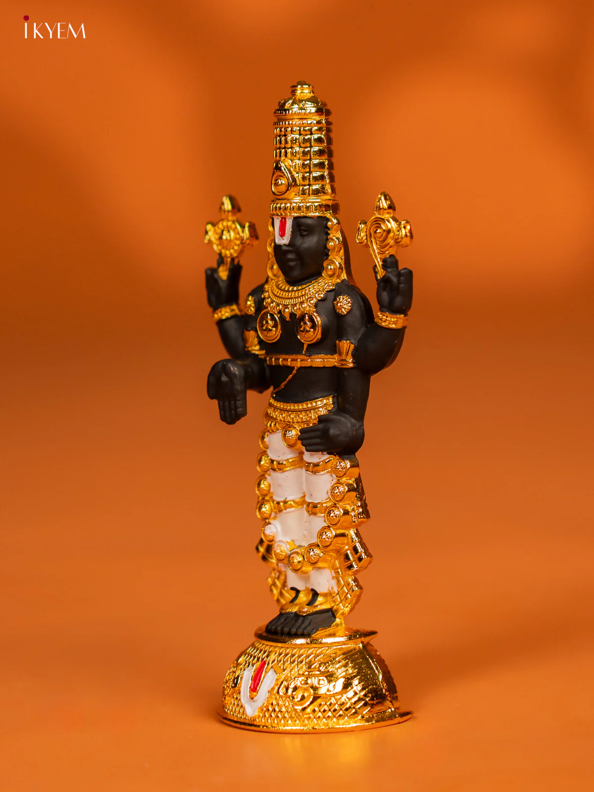 Gold plated Balaji idol - Black with white - KF28145 - Image 3