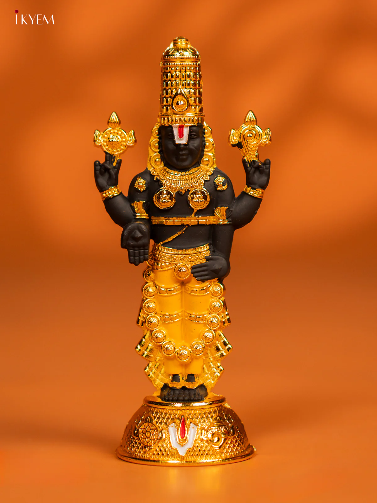 Gold plated Balaji Idol - Black with yellow - KF28146
