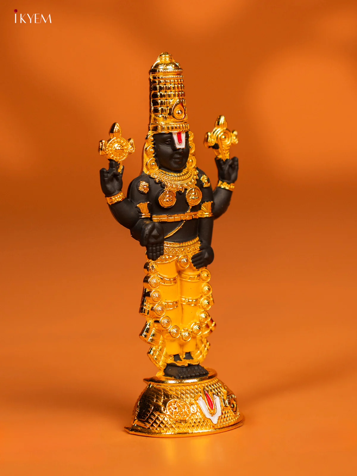 Gold plated Balaji Idol - Black with yellow - KF28146 - Image 2