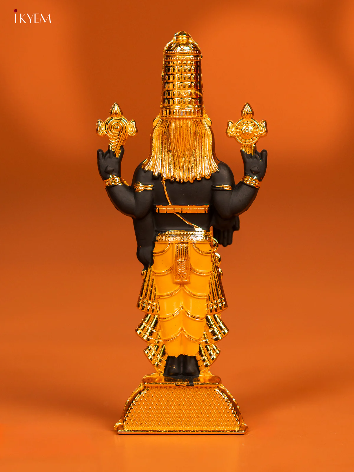Gold plated Balaji Idol - Black with yellow - KF28146 - Image 4