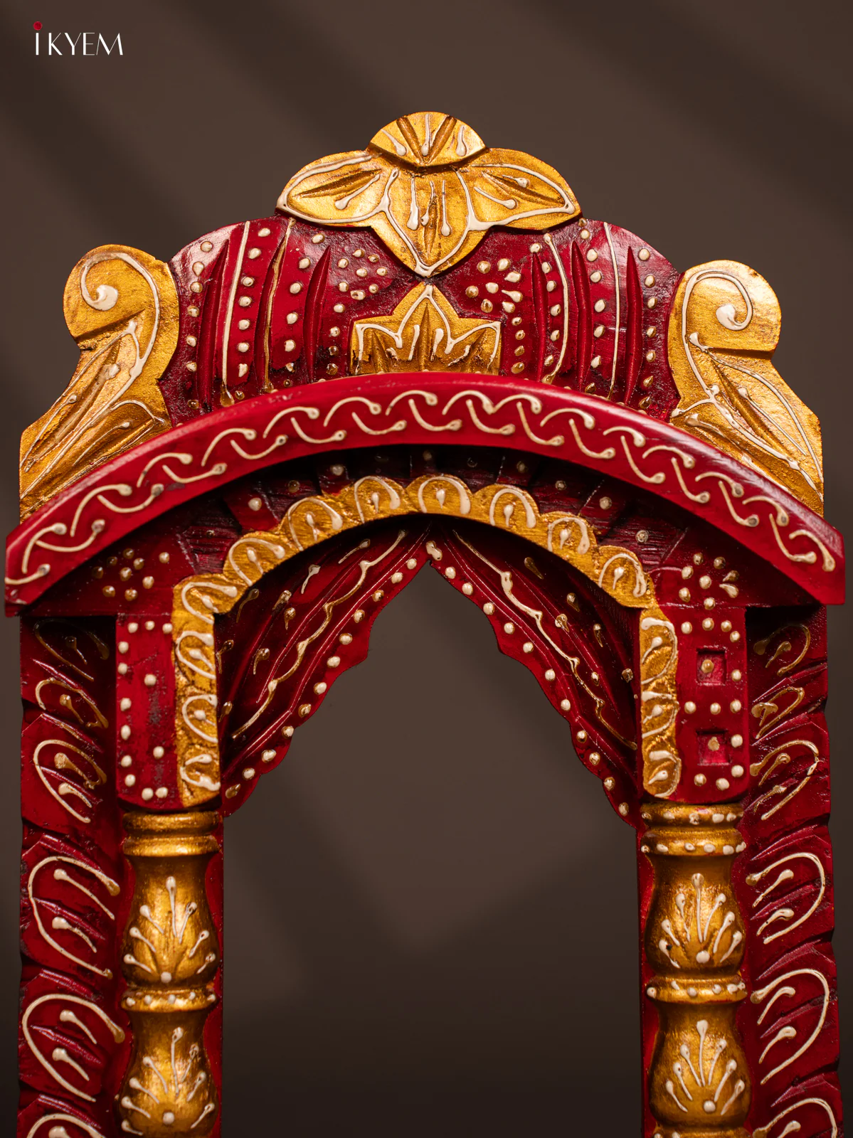 Hand Painted Wooden jharokha- Maroon - KF30124 - Image 3