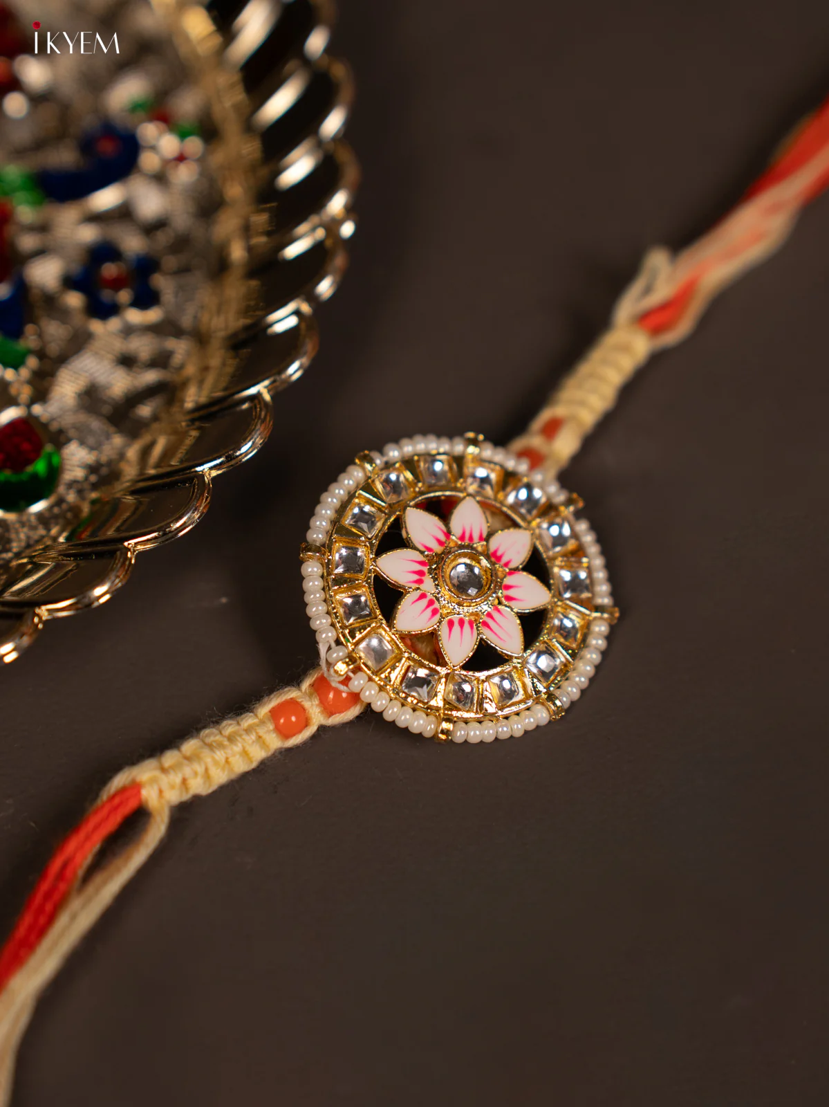 Rakhi - Meenakari Design - Pink - KF30130