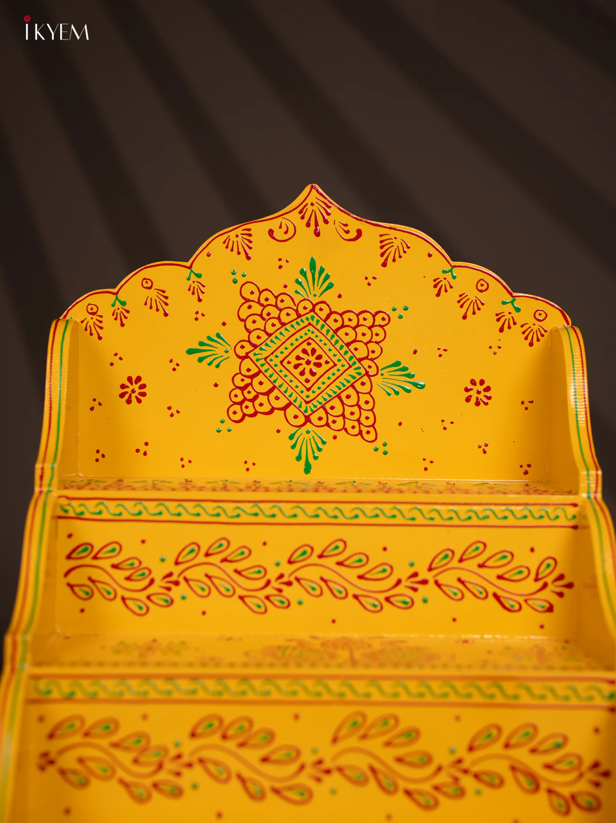 WOODEN HANDPAINTED 3 STEP GOLU PADI - Yellow - KG01118 - Image 2