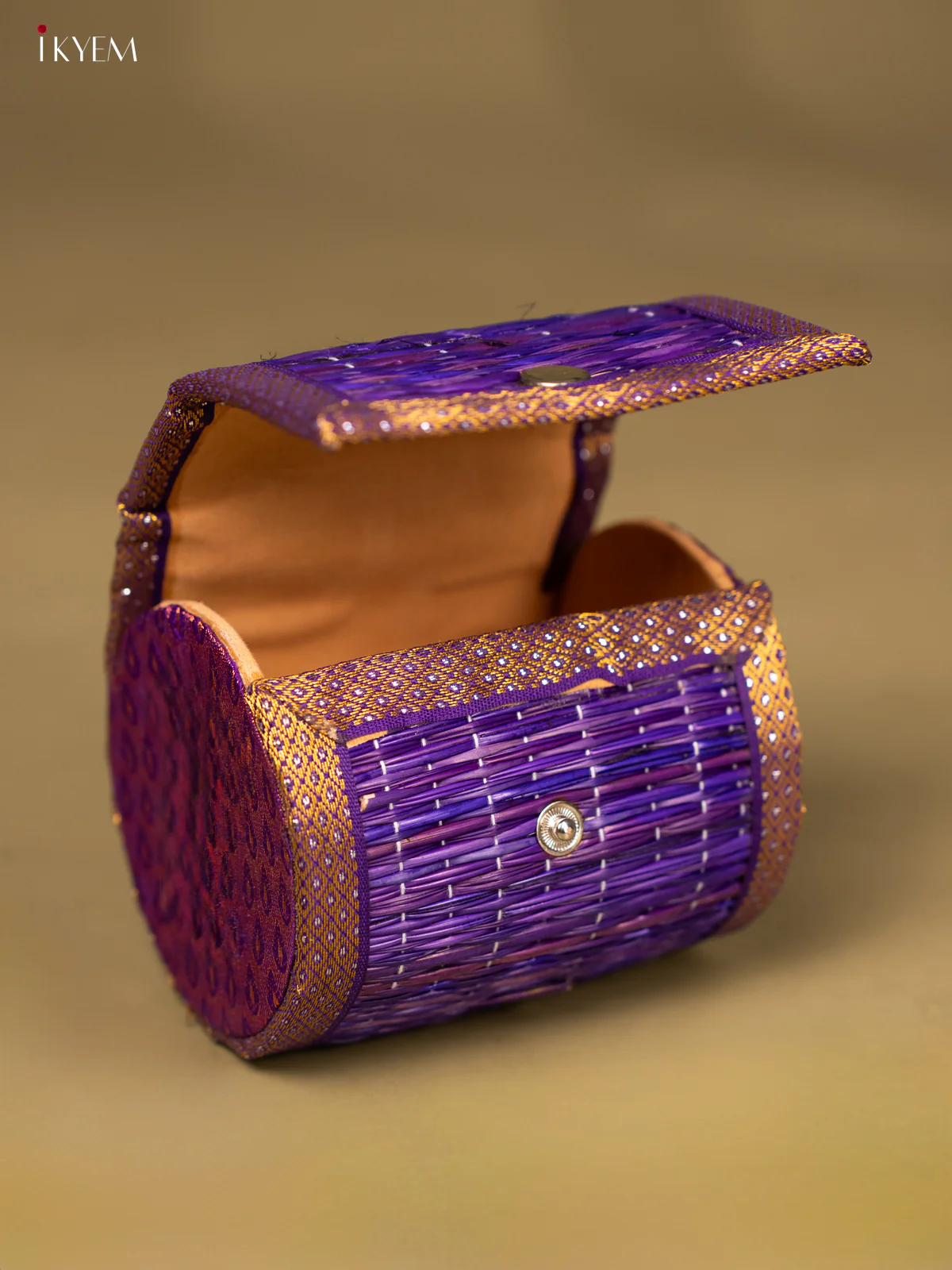 Half Raw Silk with korai Round Bangle box - Purple - KG01148 - Image 3