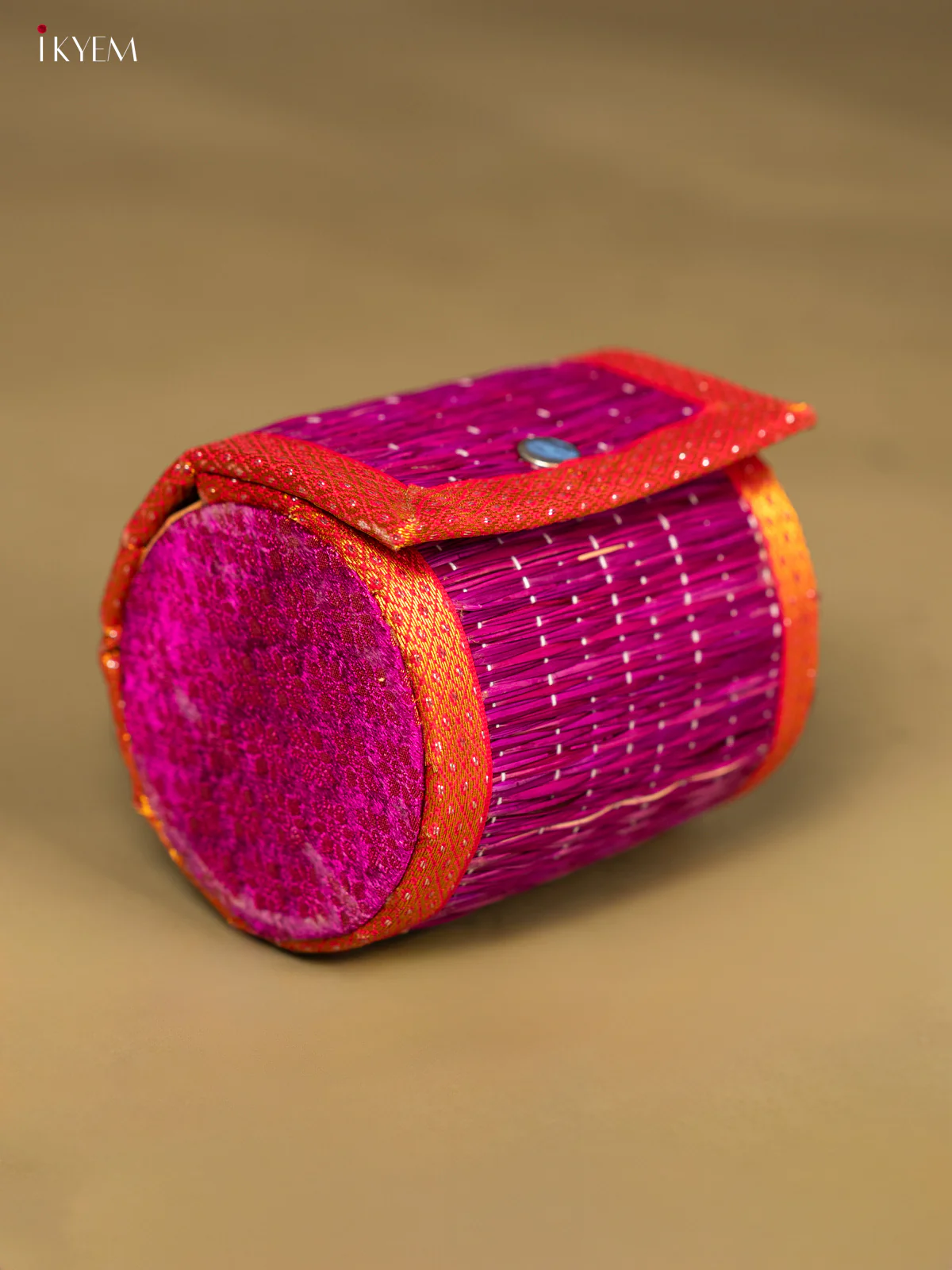 Half Raw Silk with korai Round Bangle box - Dark pink - KG01157 - Image 2
