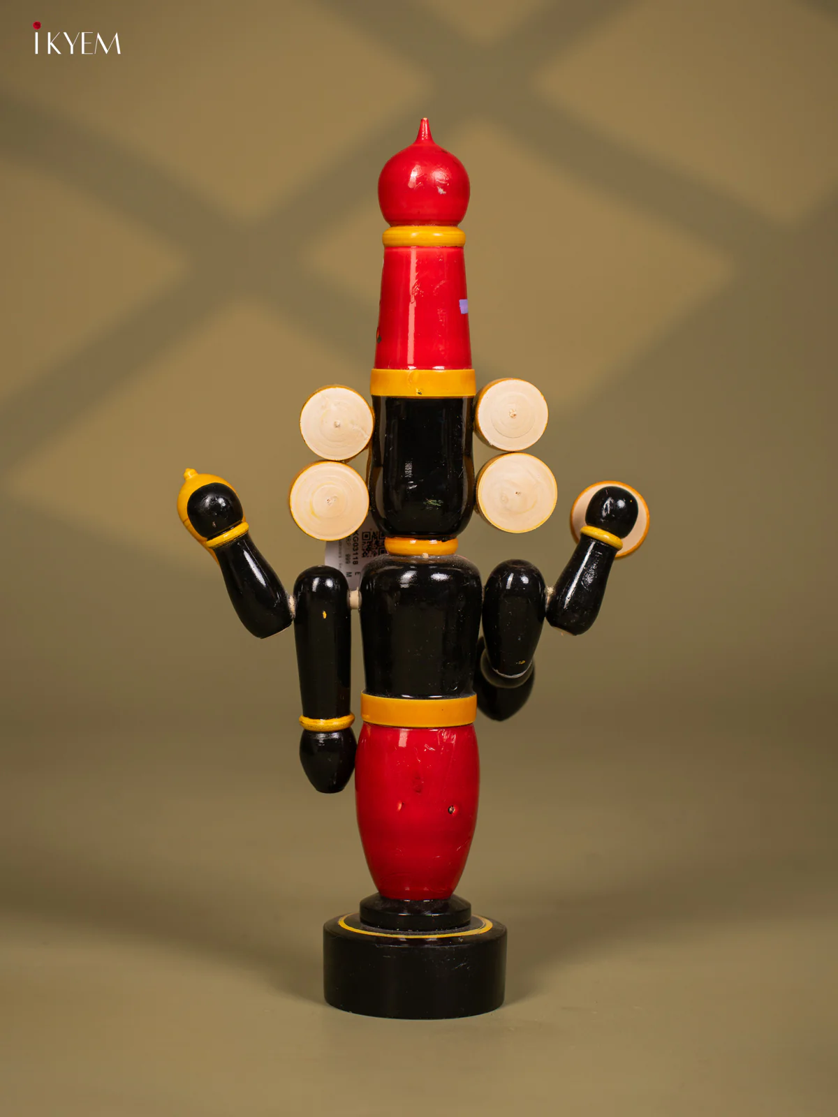 Wooden Kondapalli Hand Painted Lord Venkateswara idol - Red & Balck - Image 4