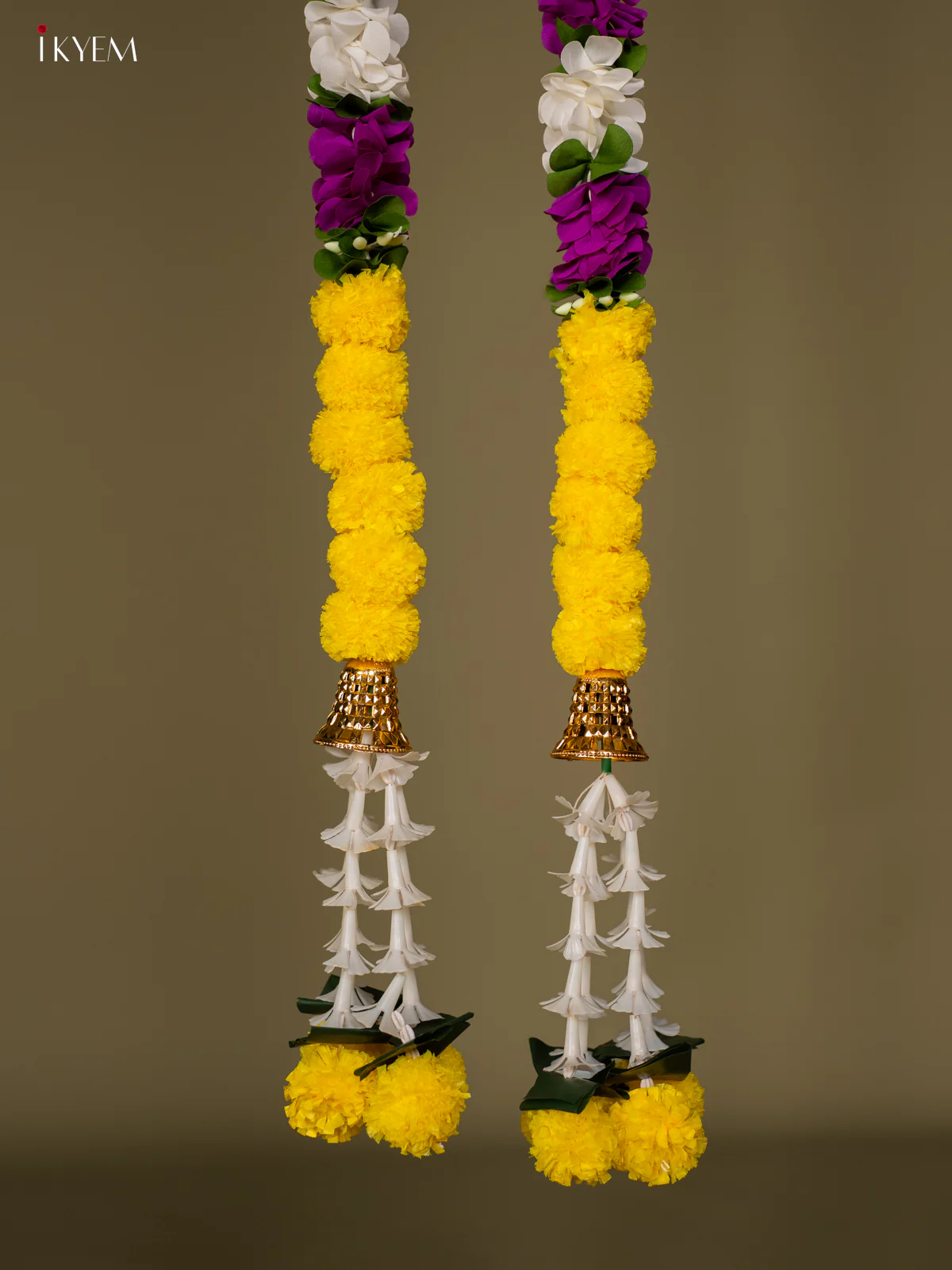Artificial flowers Toran - purple with yellow - 62 Inch - KG04121 - Image 3