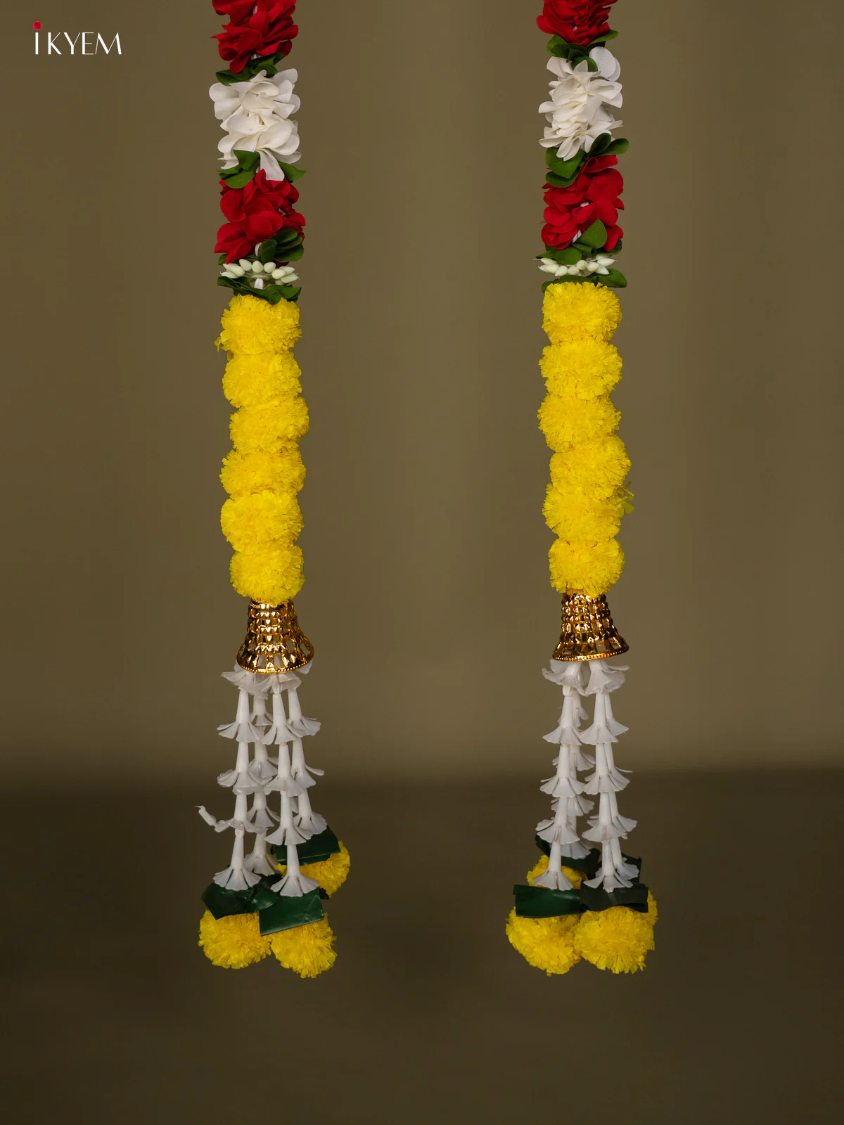 Artificial flowers Toran - red with yellow - 62 Inch - KG04122 - Image 3