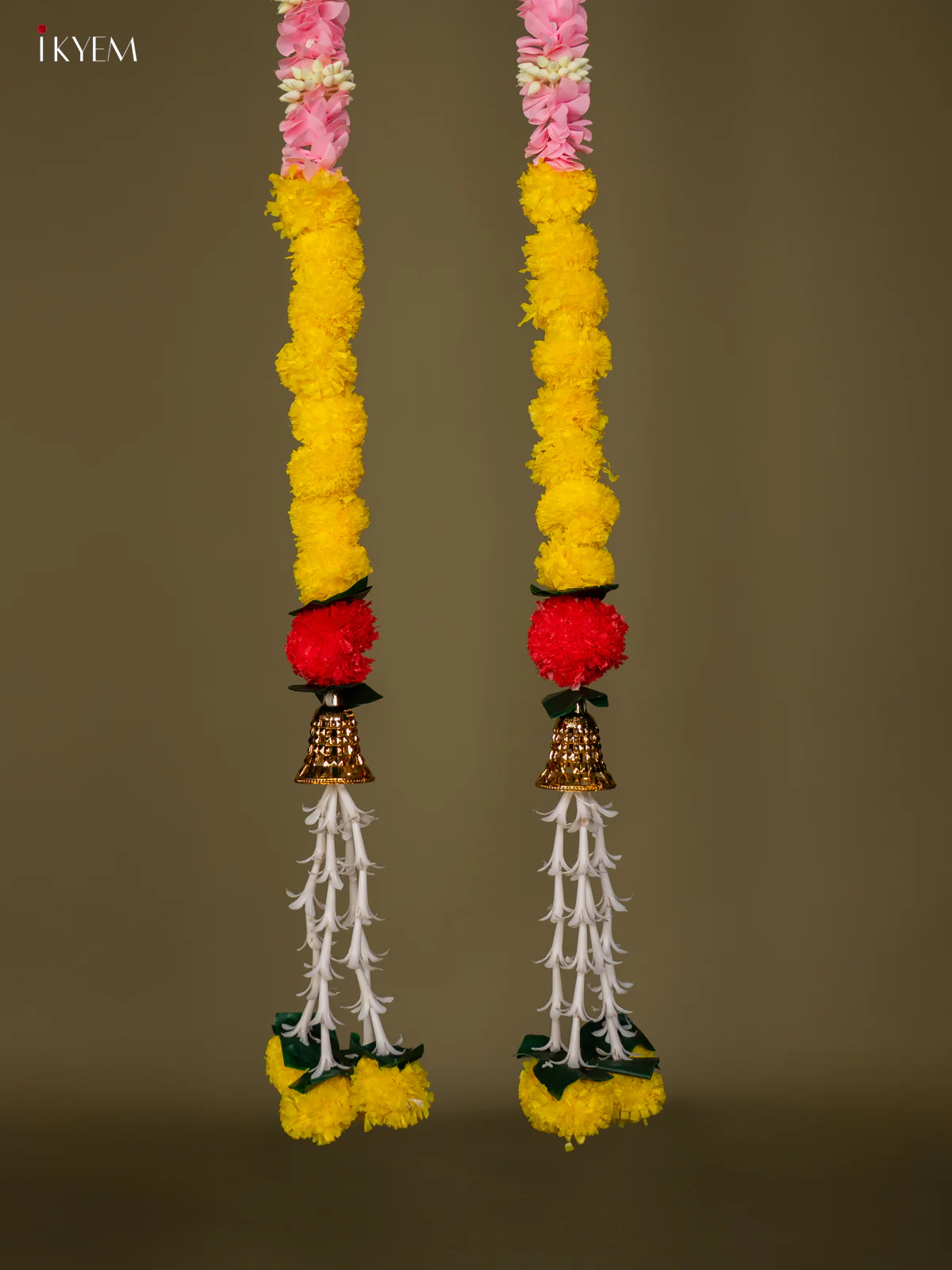 Artificial flowers Toran - Light pink with yellow - 59 Inch - KG04124 - Image 3