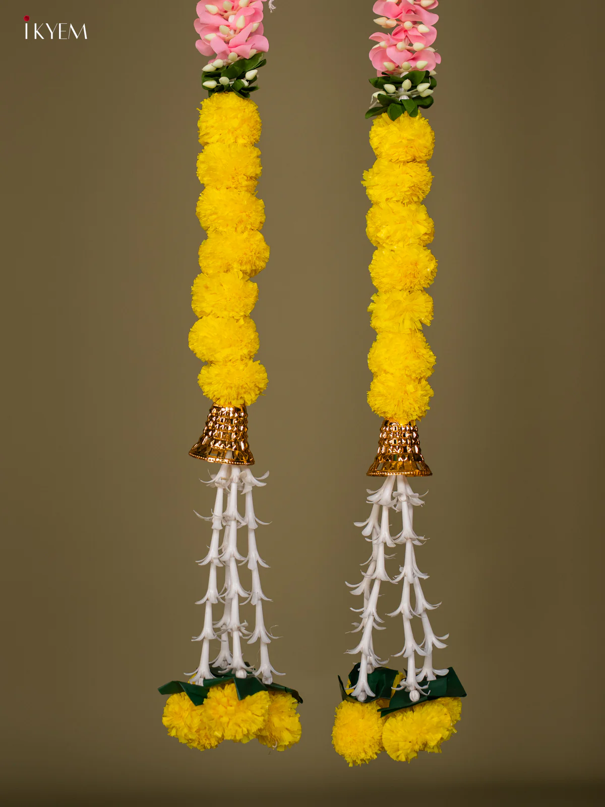 Artificial flowers Toran -light pink with yellow - 58 Inch - KG04126 - Image 3