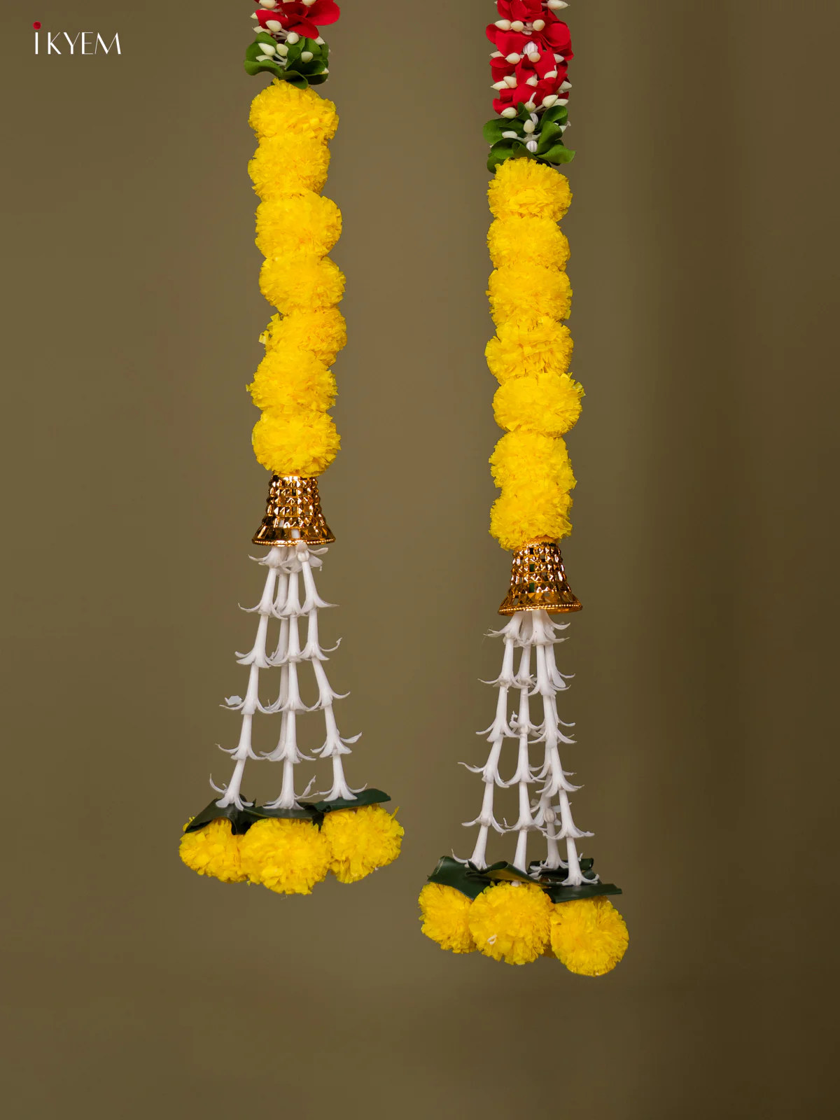 Artificial flowers Toran - red with yellow - 58 Inch - KG04128 - Image 3
