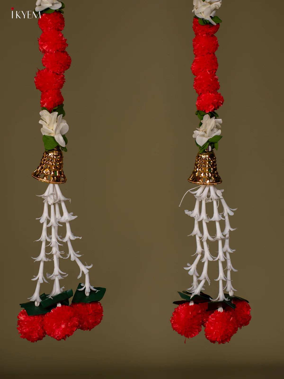 Artificial flowers Toran - red with white - 58 Inch - KG04134 - Image 3