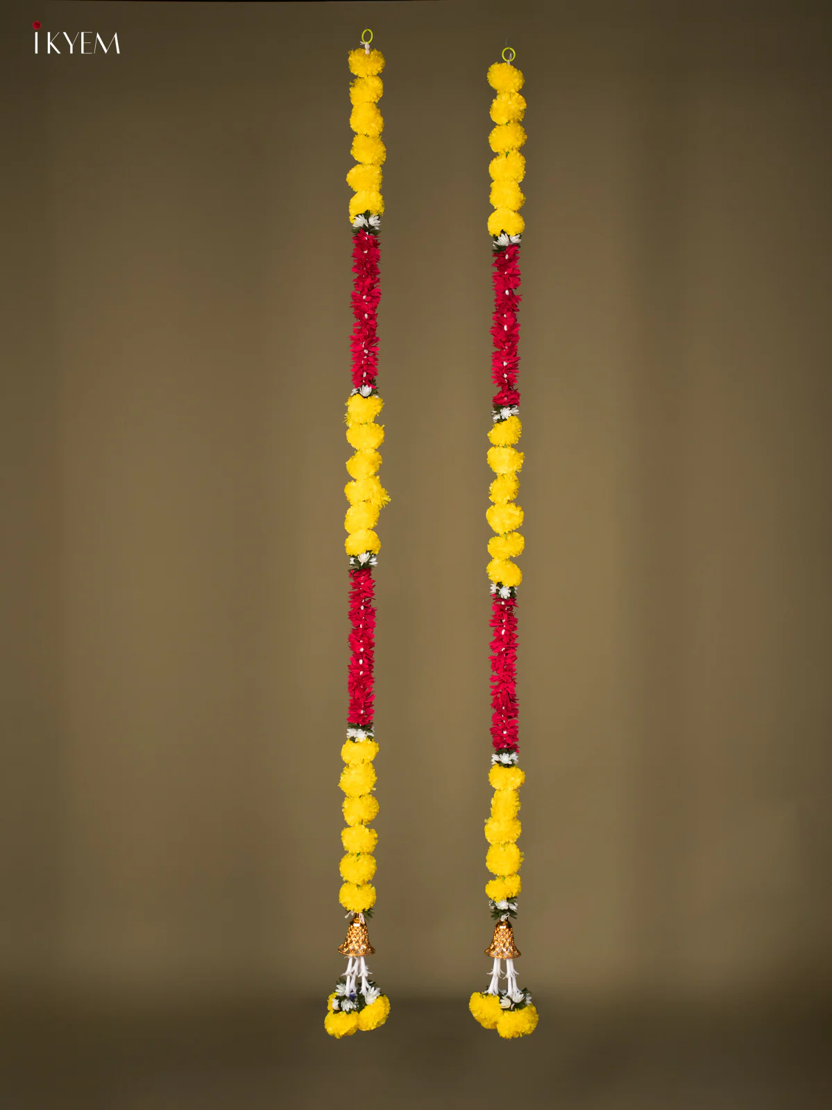 Artificial flowers Toran - yellow with dark pink - 66 Inch - KG04137