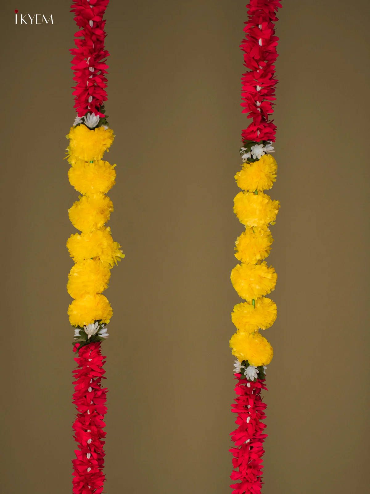 Artificial flowers Toran - yellow with dark pink - 66 Inch - KG04137 - Image 2