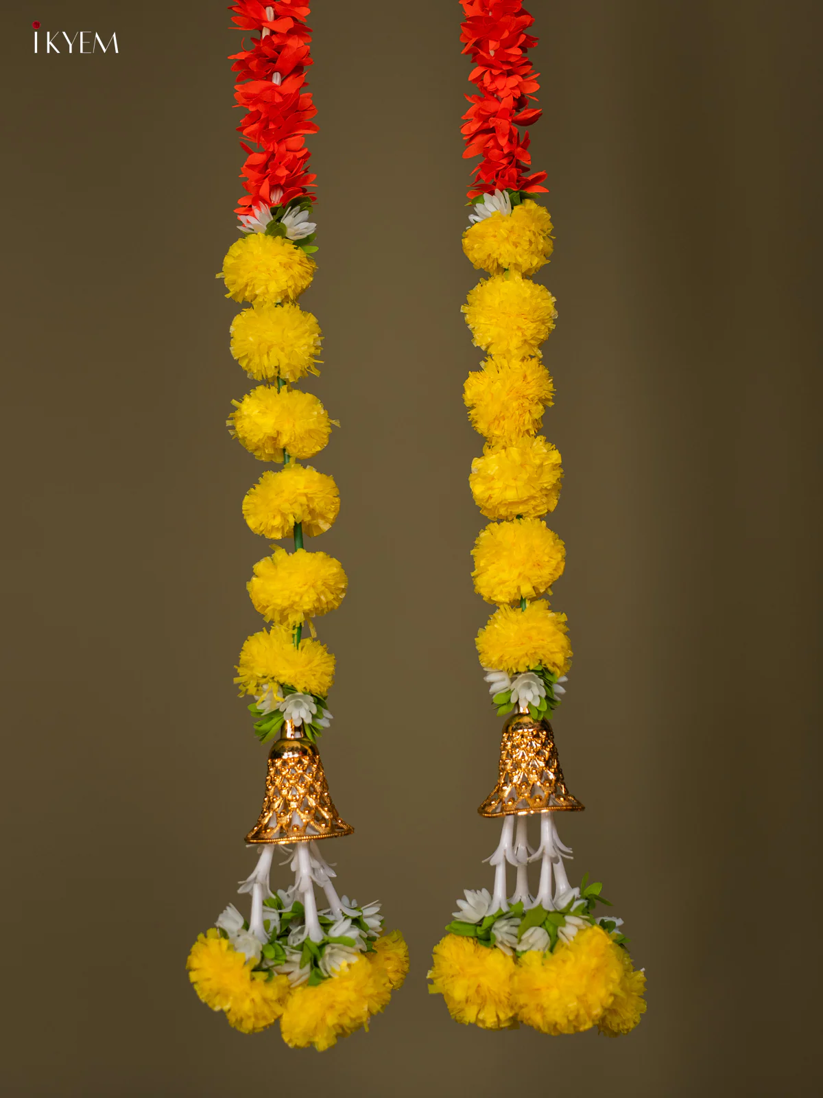 Artificial flowers Toran - yellow with light red - 66 Inch - KG04138 - Image 3