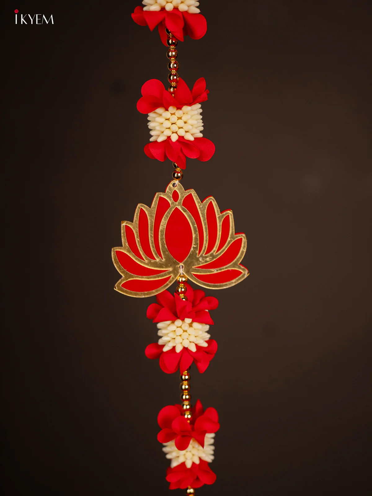 Artificial flowers Toran - Red with white - 33 Inch - KG04146 - Image 2
