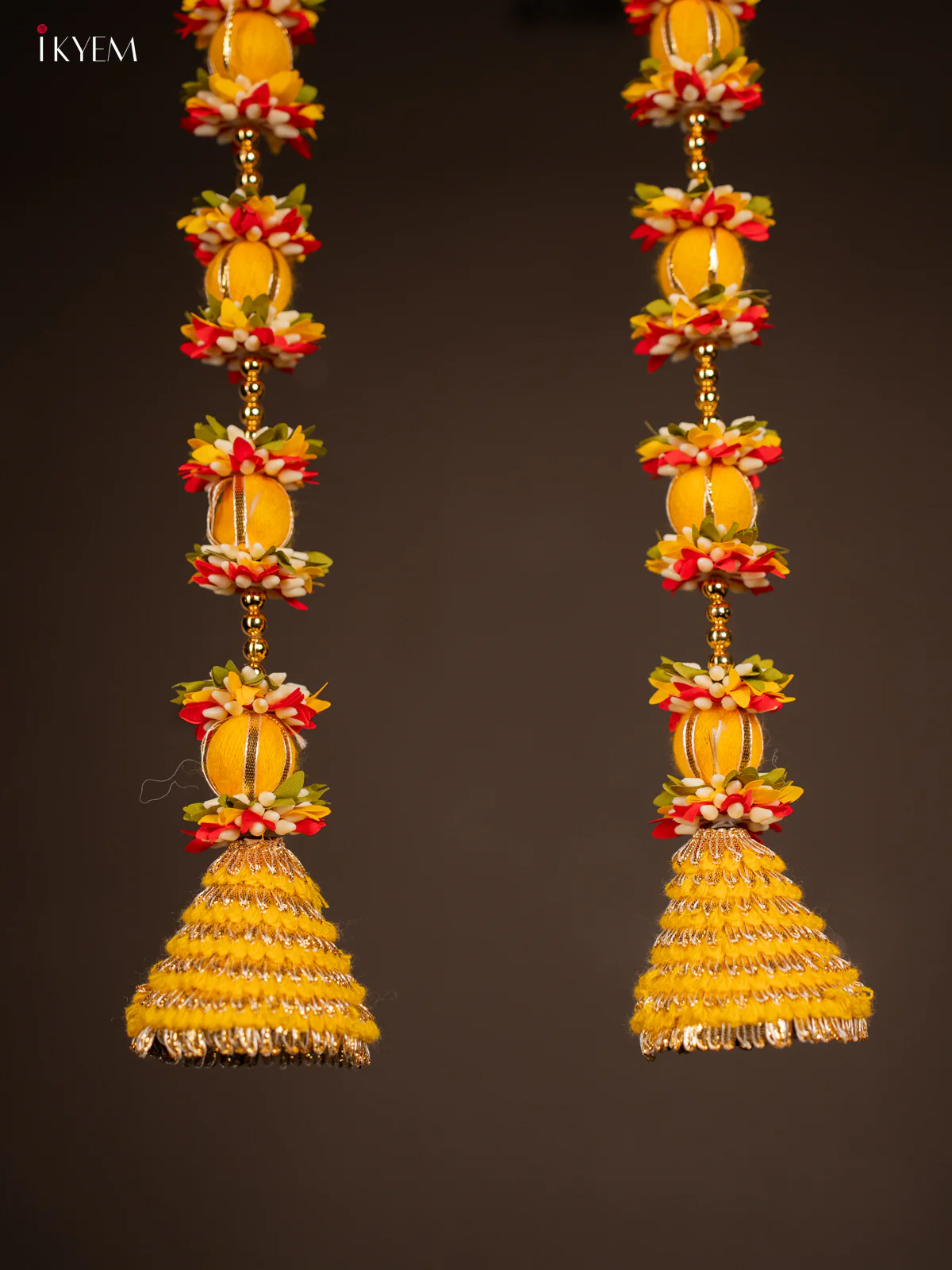 Artificial flowers Toran - yellow with red - 23 inch - KG04149 - Image 2