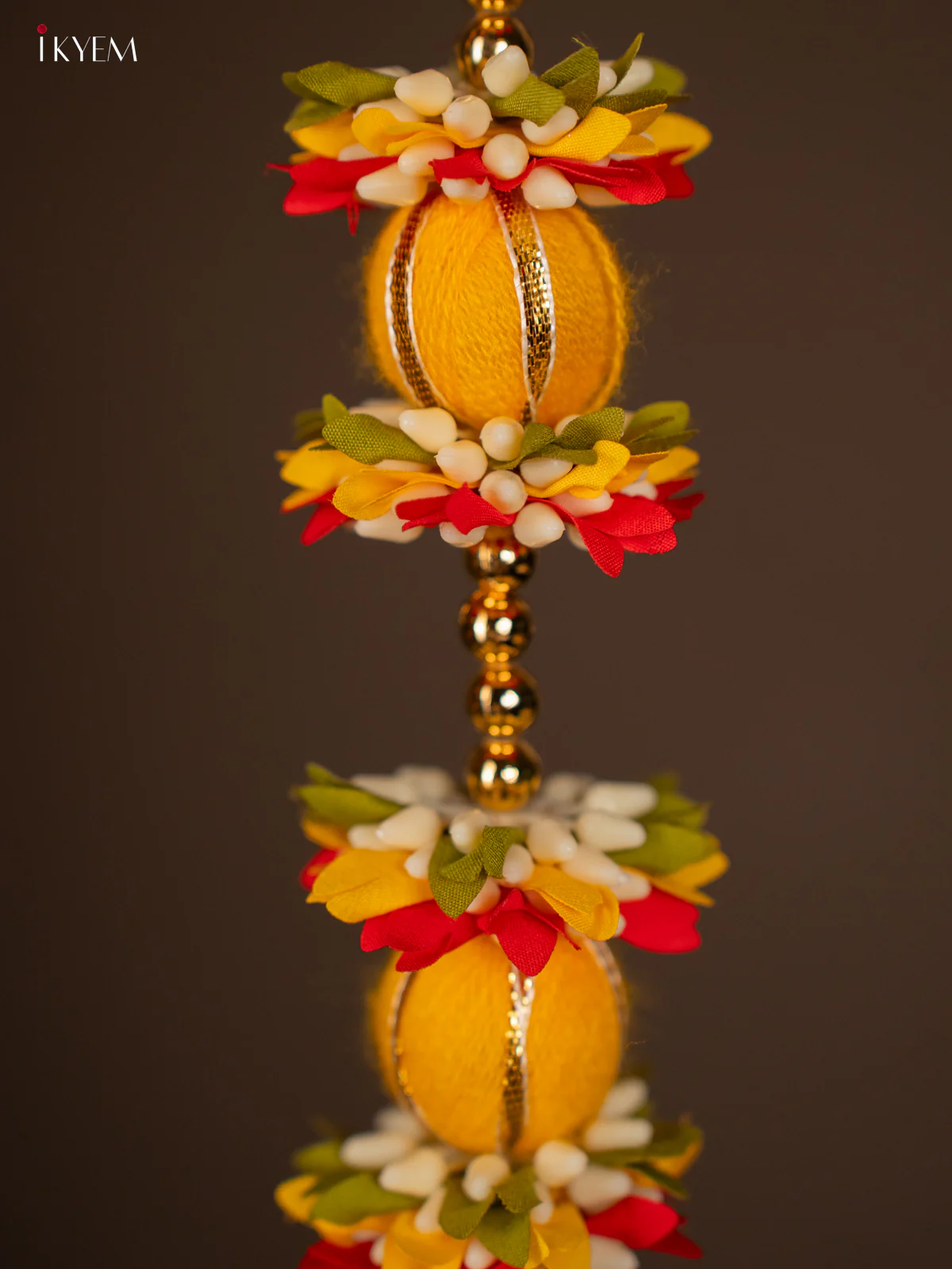 Artificial flowers Toran - yellow with red - 23 inch - KG04149 - Image 3