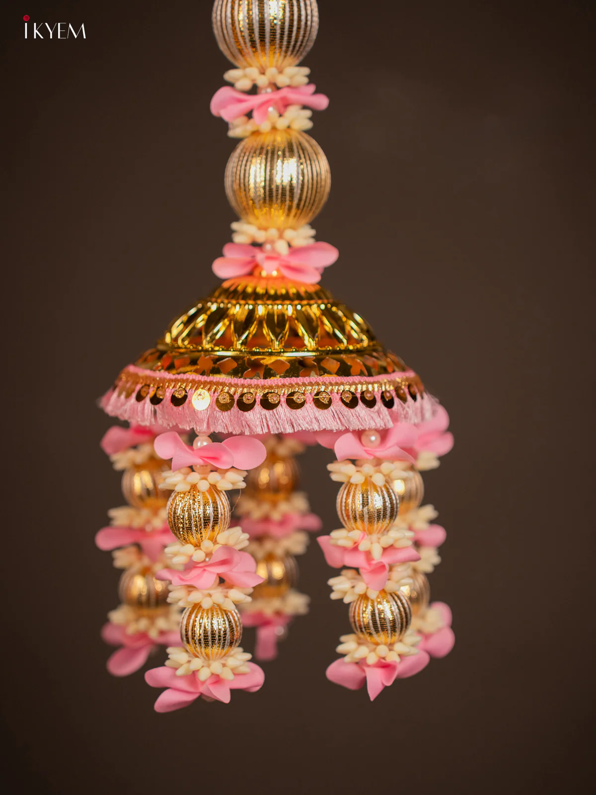 Artificial flowers Toran - gold with light pink - 27 Inch - KG04163 - Image 2
