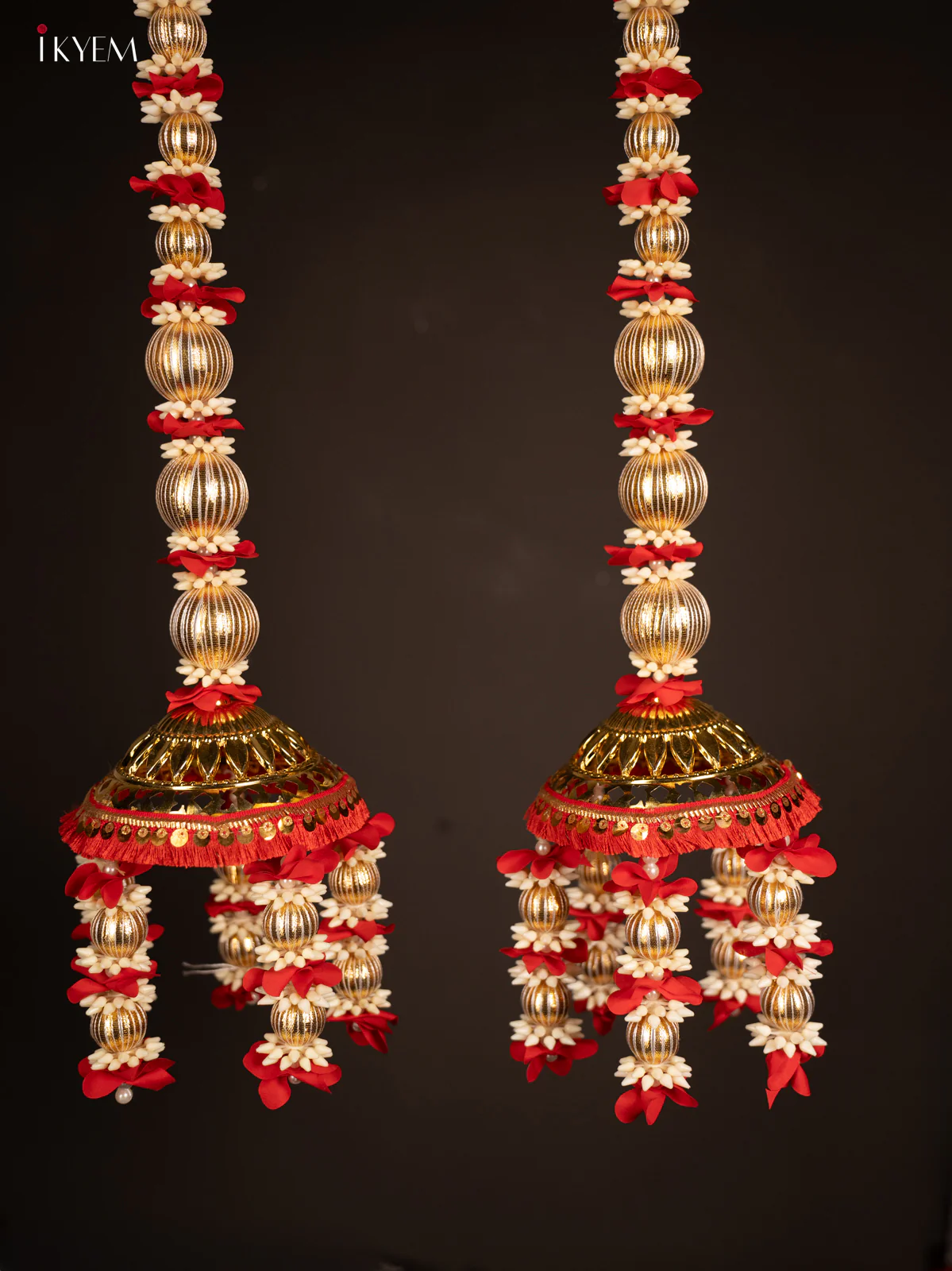Artificial flowers Toran - gold with red - 27 Inch - KG04164 - Image 4