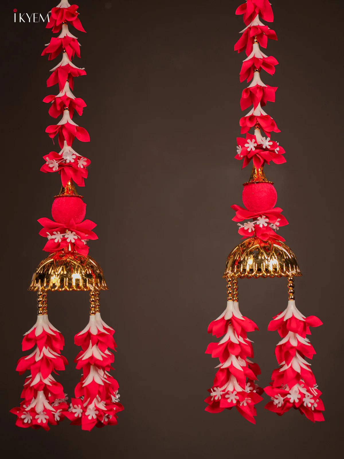 Artificial flowers Toran - Dark Pink with white- 38 Inch- KG04169 - Image 2
