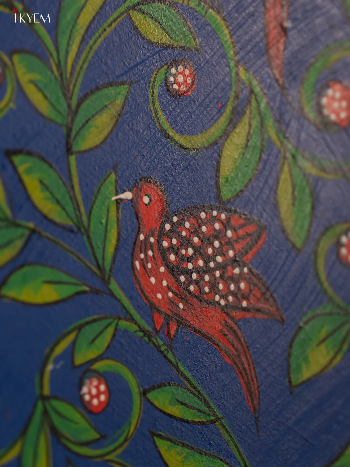 Wooden Hand painted Wall hanging plate - Bird - Blue - KG04175 - Image 3
