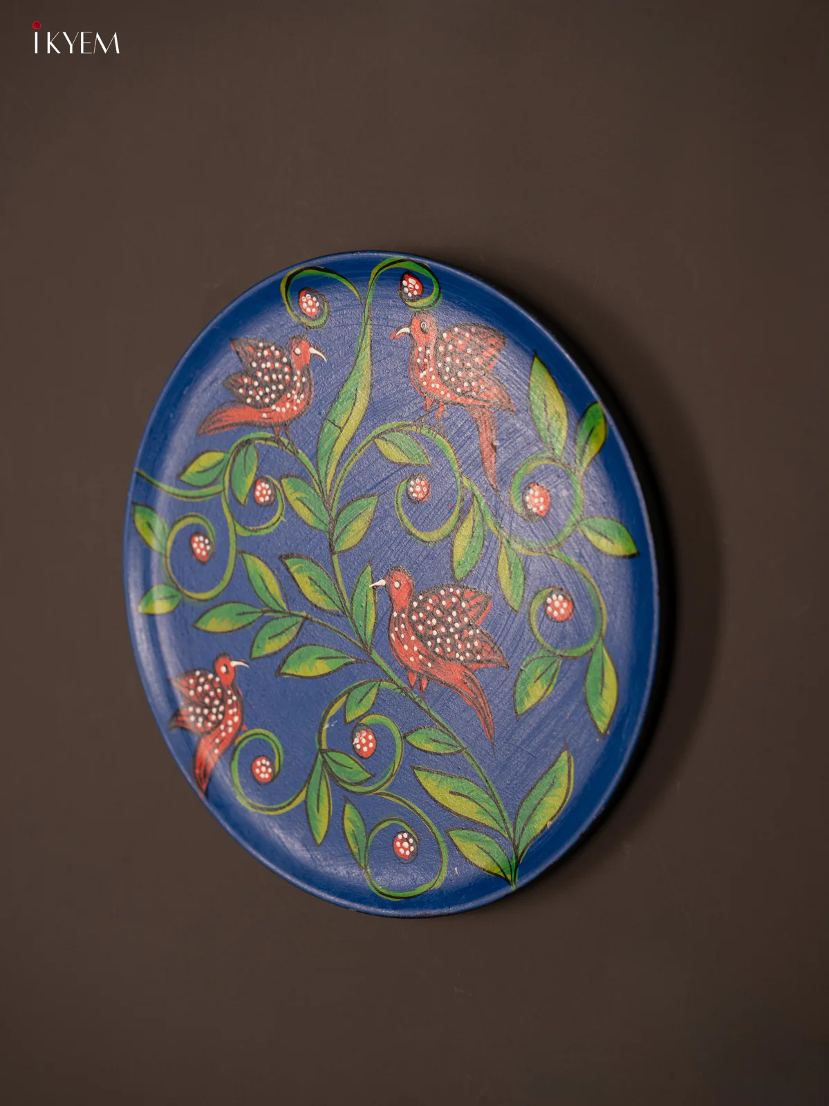 Wooden Hand painted Wall hanging plate - Bird - Blue - KG04175 - Image 4