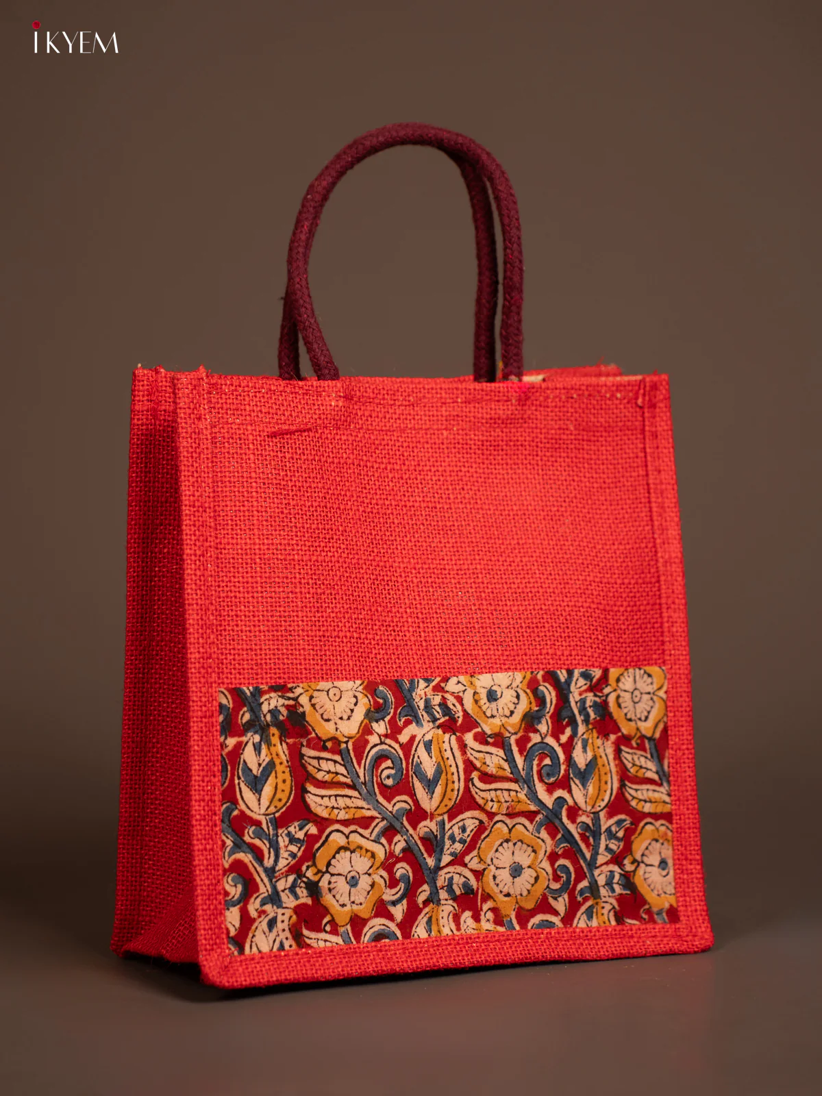 Jute Kalamkari Bag - Red - Image 2