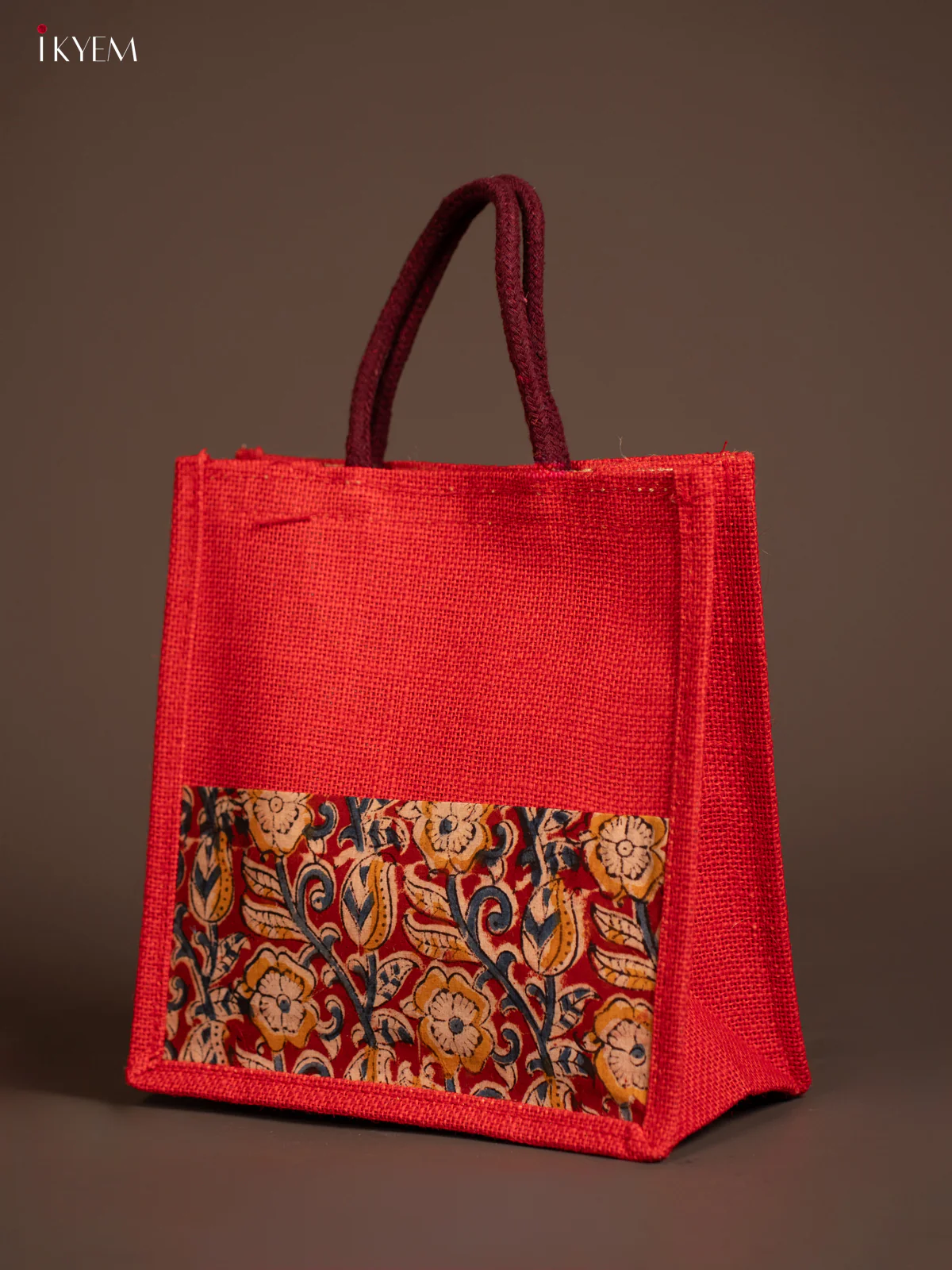 Jute Kalamkari Bag - Red - Image 3