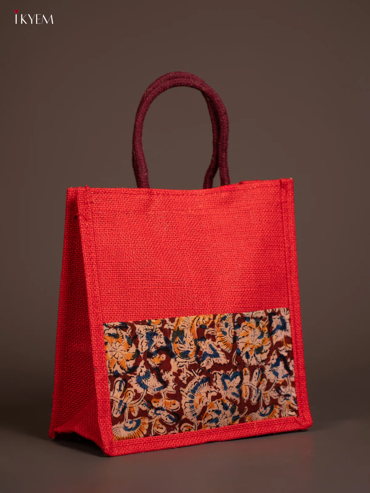 Jute Kalamkari Bag - Red - Image 2