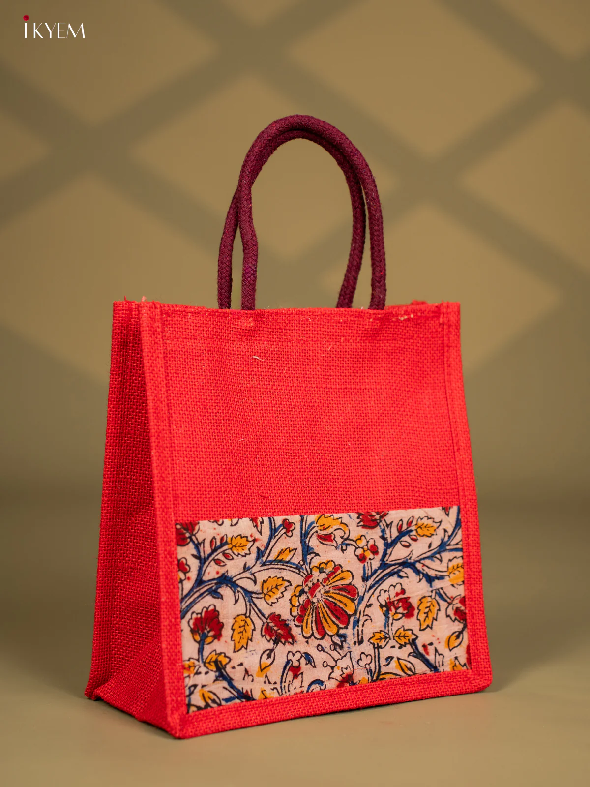 Jute Kalamkari Bag - Red - Image 2