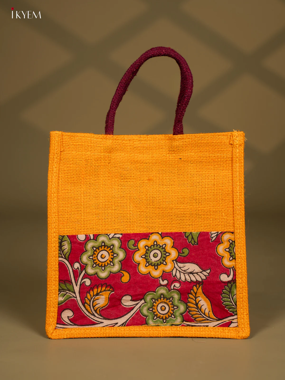 Jute Kalamkari Bag - Yellow