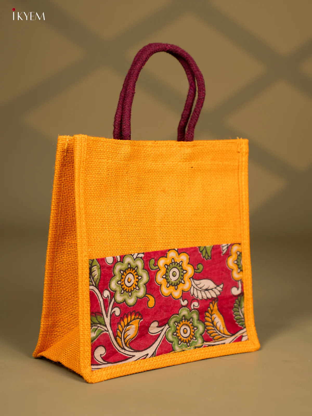 Jute Kalamkari Bag - Yellow - Image 2