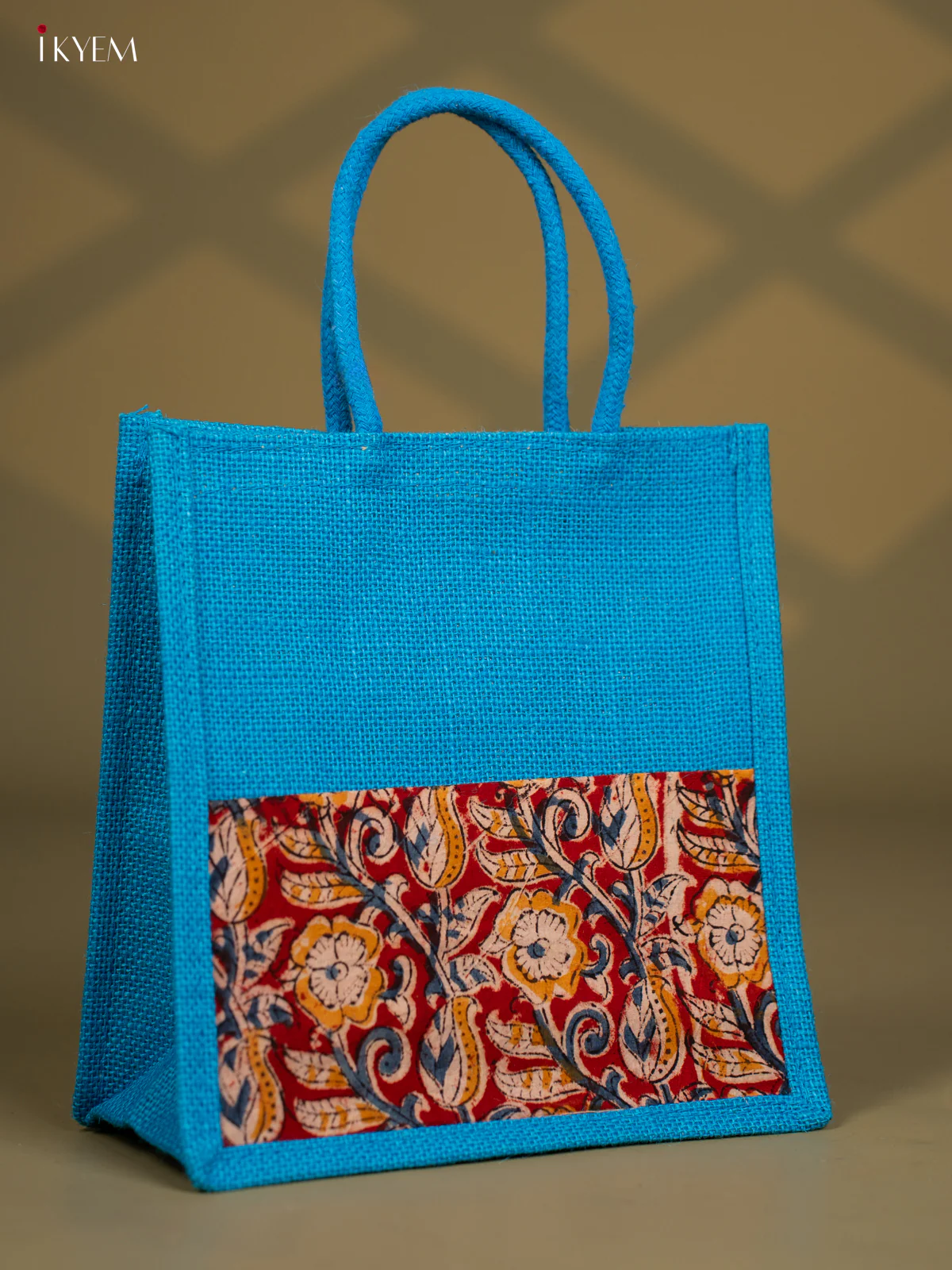 Jute Kalamkari Bag - Blue - Image 2