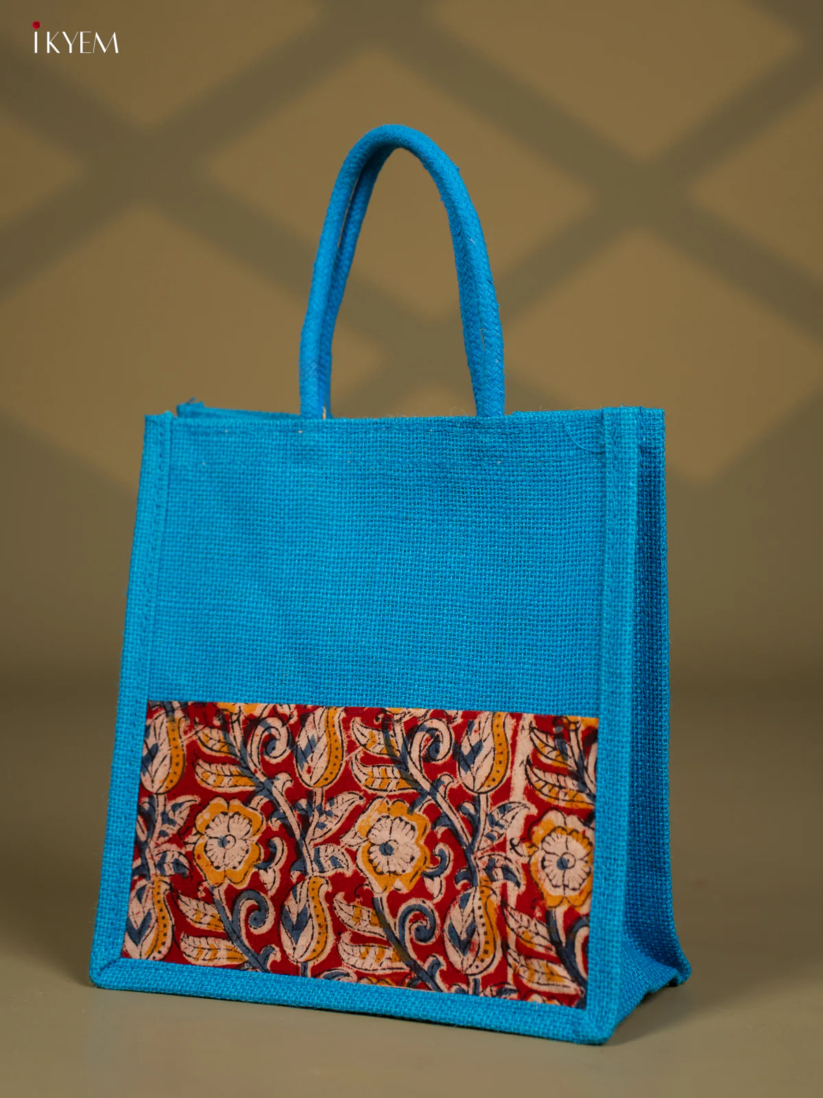 Jute Kalamkari Bag - Blue - Image 3