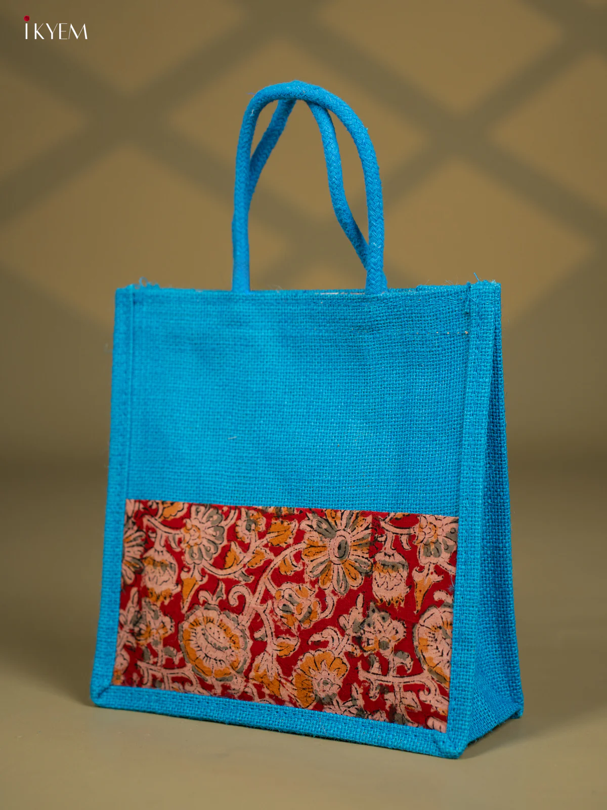 Jute Kalamkari Bag - Blue - Image 3