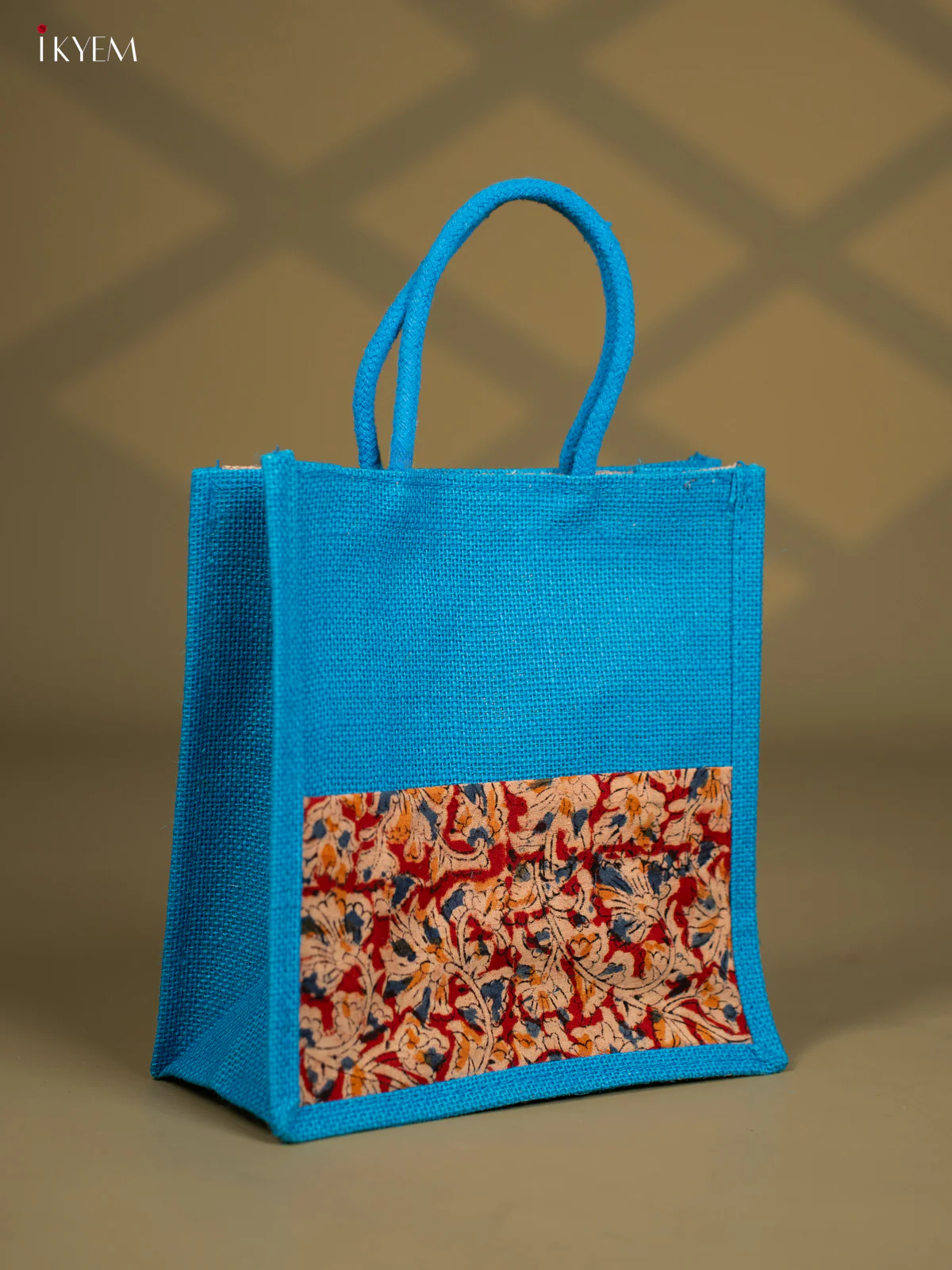 Jute Kalamkari Bag - Blue - Image 3
