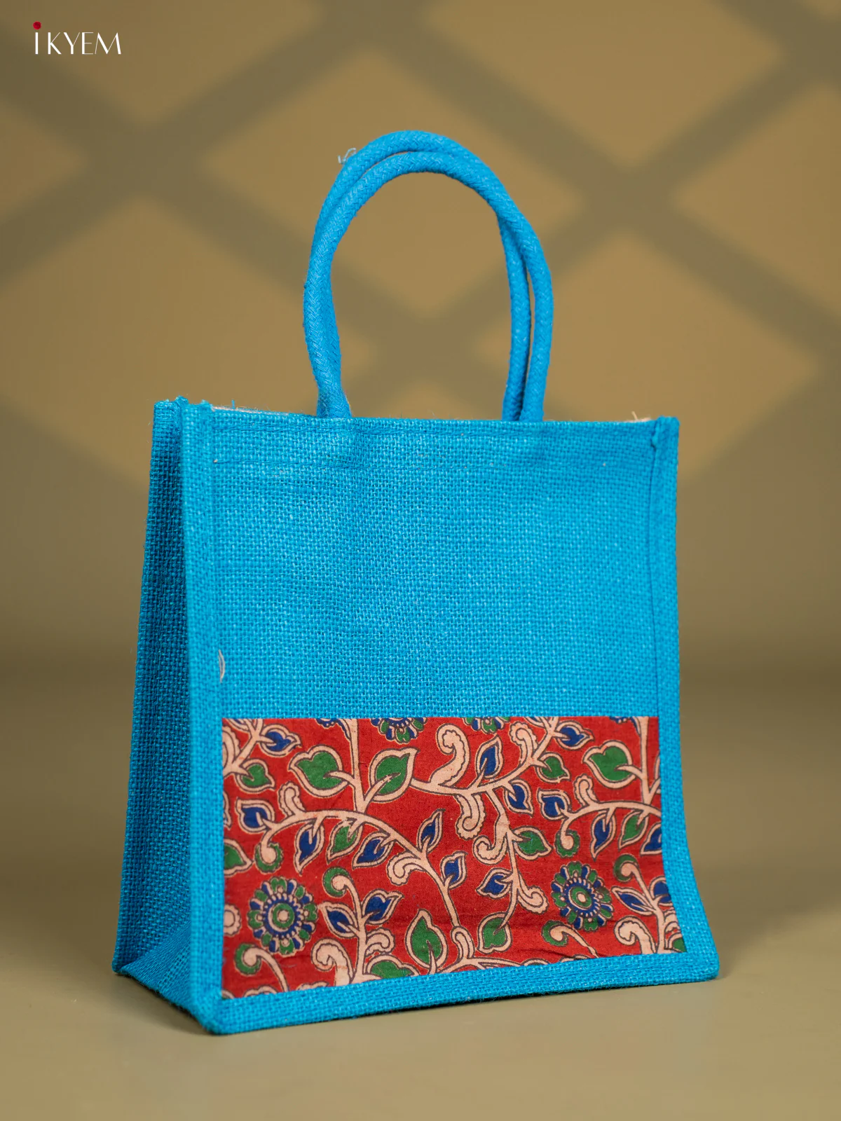Jute Kalamkari Bag - Blue - Image 2