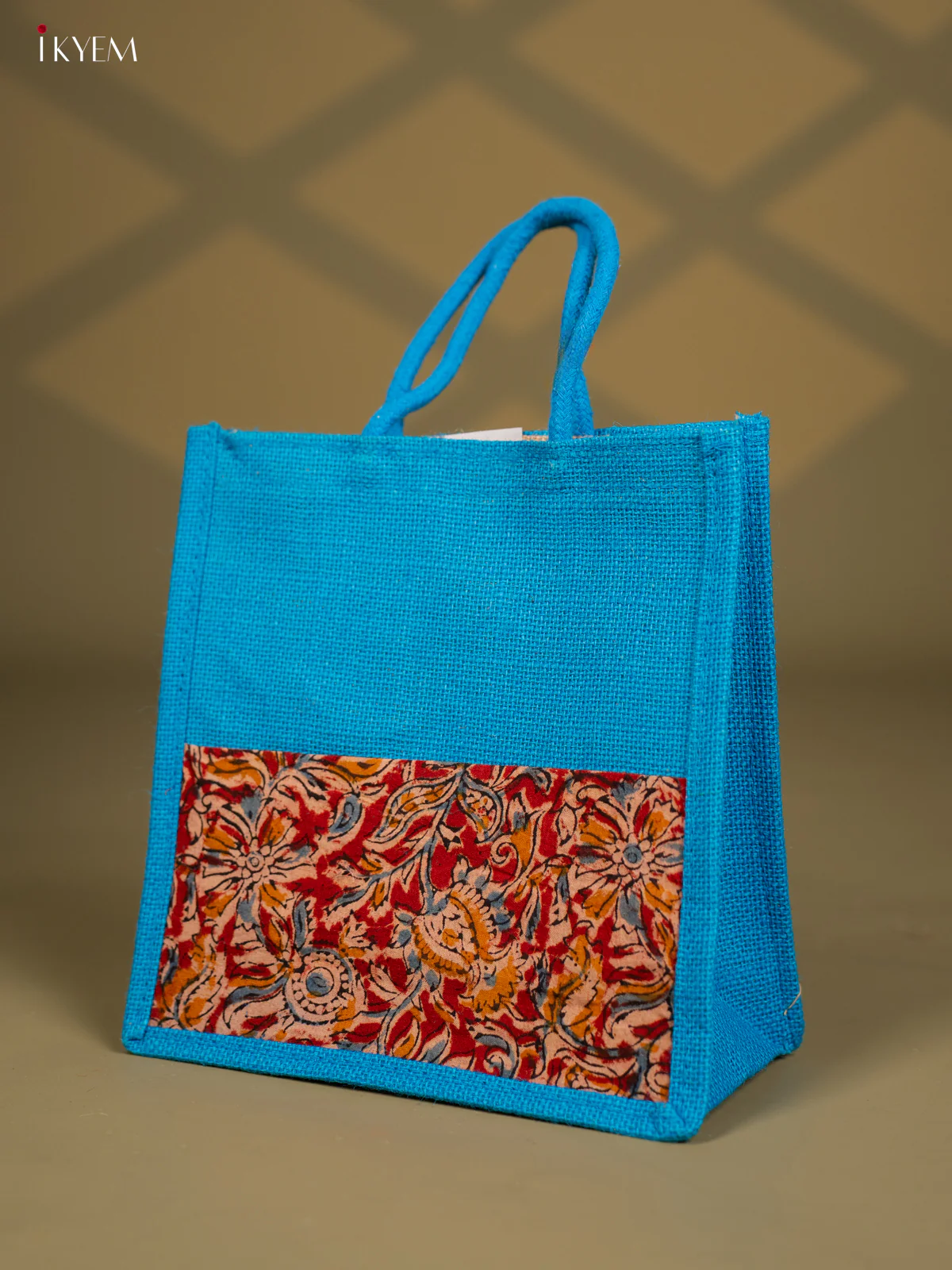 Jute Kalamkari Bag - Blue - Image 3