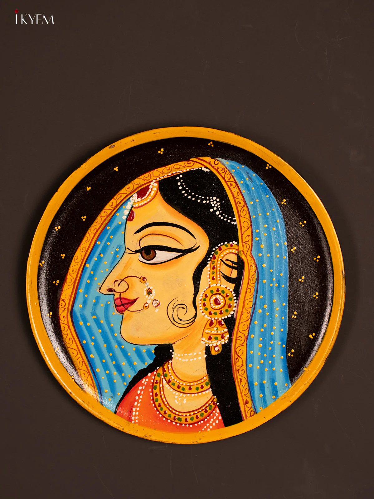 Wooden Hand painted Wall hanging plate - Radha - KG04210