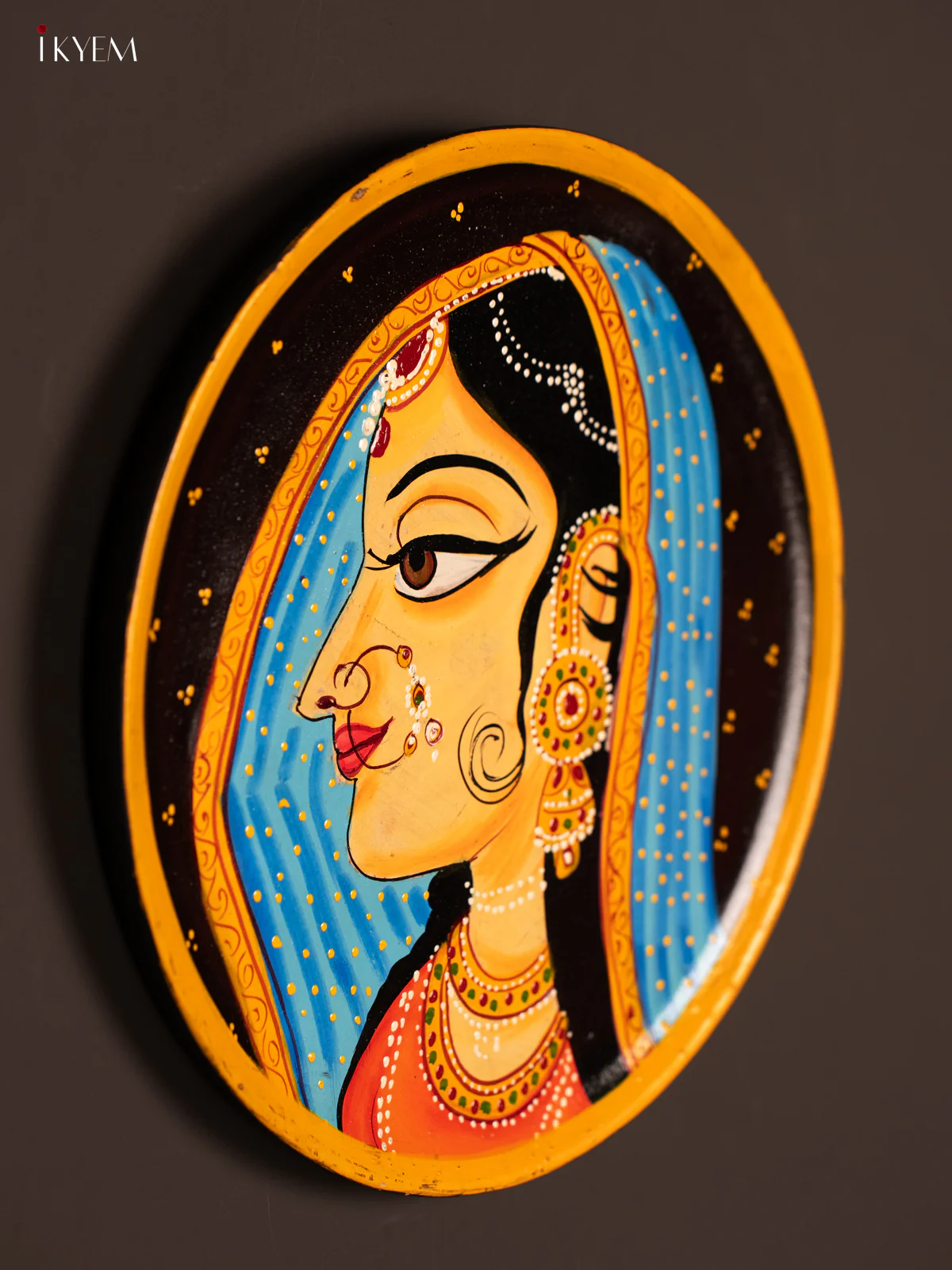 Wooden Hand painted Wall hanging plate - Radha - KG04210 - Image 2