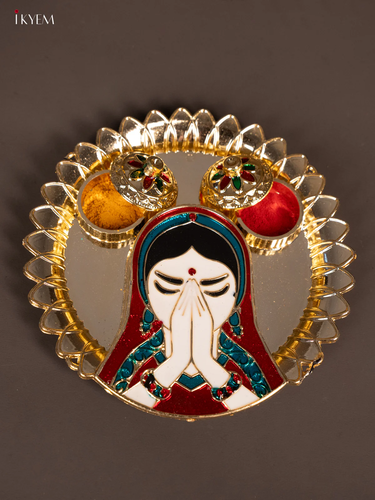 Meenakari welcome Kumkum Plate - KG15121 - Image 2